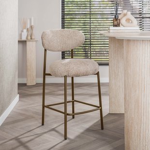 LifestyleFurn Barstoel Lawson Cargo stof - Zand/Bruin (zithhoogte 67cm)