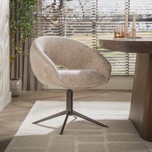LifestyleFurn Draaibare Eetkamerstoel Santia Hoven stof - Zand/Bruin