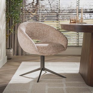 LifestyleFurn Draaibare Eetkamerstoel Santia Monti stof - Zand/Bruin