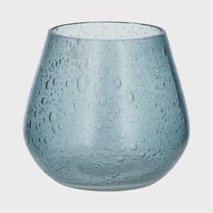 Waxinelichthouder, glas en recycled glas, blauw, &Oslash;8 x 8,5 cm