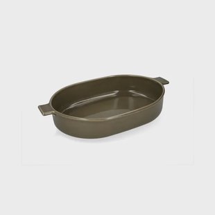 Ovenschaal, reactieve glazuur, steengoed, olijfgroen, 42 x 25 cm