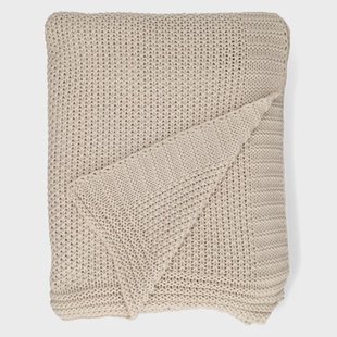Gebreid plaid, GOTS bio-katoen, kiezel, 170 x 130 cm