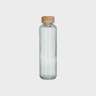 Waterfles met bamboedop, recycled glas, 670 ml