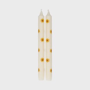 Dinerkaars, gele bloemen, 25 cm, set van 2