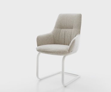 DELIFE Sledemodel Zelia-Flex met armleuning geweven stof beige sledemodel vlak wit pocketveer kern