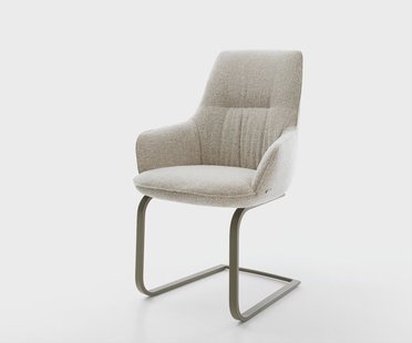 DELIFE Sledemodel Zelia-Flex met armleuning geweven stof beige sledemodel vlak afwerking met titanium pocketveer kern