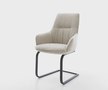 DELIFE Sledemodel Zelia-Flex met armleuning geweven stof beige sledemodel vlak zwart pocketveer kern