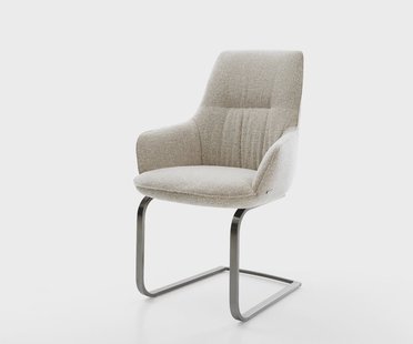 DELIFE Sledemodel Zelia-Flex met armleuning geweven stof beige sledemodel vlak grafiet pocketveer kern