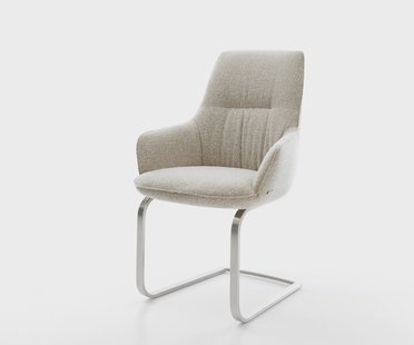 DELIFE Sledemodel Zelia-Flex met armleuning geweven stof beige sledemodel vlak roestvrij staal pocketveer kern