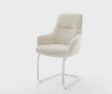 DELIFE Sledemodel Zelia-Flex met armleuning pluchen crème-wit sledemodel vlak wit pocketveer kern