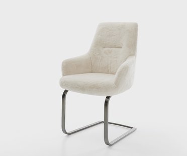 DELIFE Sledemodel Zelia-Flex met armleuning pluchen crème-wit sledemodel vlak grafiet pocketveer kern