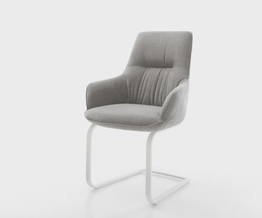 DELIFE Sledemodel Zelia-Flex met armleuning zachte stof met structuur grijs sledemodel vlak wit pocketveer kern