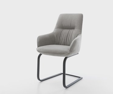 DELIFE Sledemodel Zelia-Flex met armleuning zachte stof met structuur grijs sledemodel vlak zwart pocketveer kern