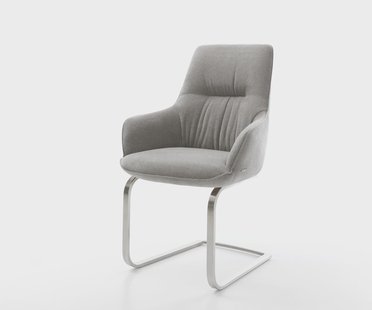 DELIFE Sledemodel Zelia-Flex met armleuning zachte stof met structuur grijs sledemodel vlak roestvrij staal pocketveer kern