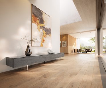 DELIFE Tv-meubel Cuor 250 cm Keramiek Beton Grijs 1 Flap 1 Laden Zwevende voet look Acrylglas