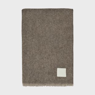 Scandi Living Row gestreepte wollen plaid bruin, 120x185 cm