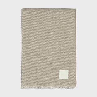 Scandi Living Row gestreepte wollen plaid Beige, 120x185 cm