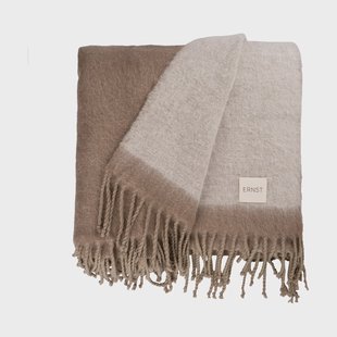 ERNST Ernst plaid met franjes 130x170 cm Beige-wit