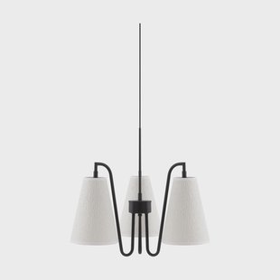 Globen Lighting Lou pendel 3, wit bouclé-zwart, 46x46 cm