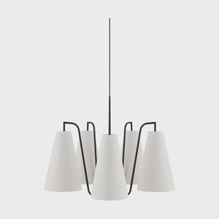 Globen Lighting Lou pendel 5, wit bouclé-zwart, 67x67 cm