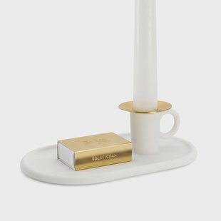 Solstickan Design Kamerkandelaartje met luciferdoosje Wit