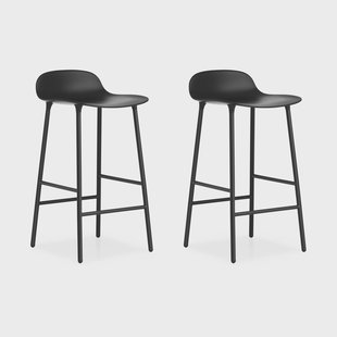 Normann Copenhagen Form Chair barkruk metalen poten, Zwart, 2-pack
