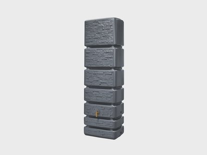 4RAIN Regentonne SLIM STONE DECOR, 350 l. (350 liter, Grafietgrijs)