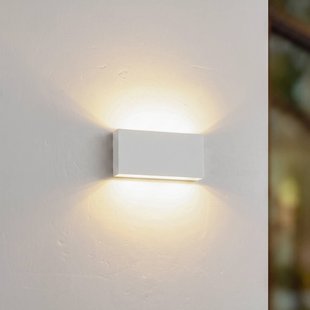 Jarte LED buiten wandlamp, 20 cm, wit, IP65 - Lucande Lindby - Modern - Kunststof - Hoekig