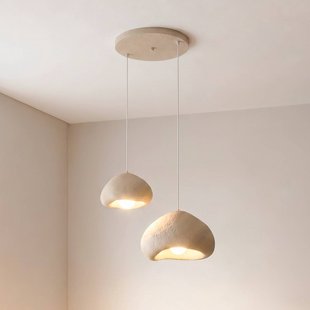 Opviq Hanglamp Lora, beige, breedte 70 cm, 2-lamps, glasvezel, E27
