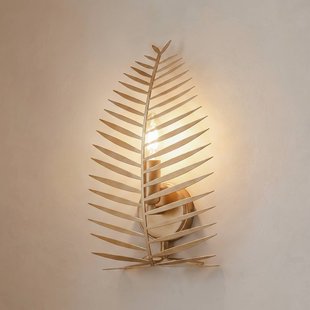 Opviq Wandlamp LEAF, goudkleurig, hoogte 30 cm, metaal, E14