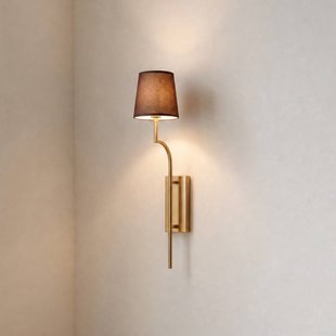 Opviq Wandlamp Lumora, bruin/goud, hoogte 72 cm, textiel/metaal, E27