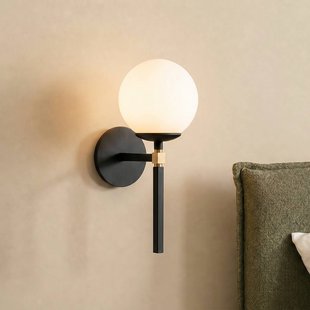 Opviq Wandlamp Gondol, zwart, hoogte 37 cm, metaal/glas, E27