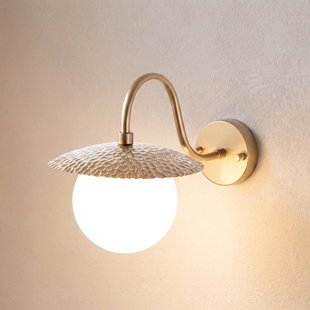 Opviq Wandlamp Anemon, goudkleurig, hoogte 29 cm, metaal/glas, E14