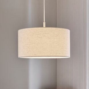 Zachte hanglamp, Ø 44 cm, wit/zandkleurig, linnen - Belid Soft - Woonkamer - Scandinavisch - Stof - Met lampenkap