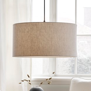 Zachte hanglamp, Ø 60 cm, naturel/brons, linnen, 3-lamps - Belid Soft - Woonkamer - Scandinavisch - Stof - Met lampenkap