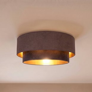 Boho-plafondlamp, bruin/goud, Ø 60 cm, textiel, E27 - Duolla - Gang / Hal - Jong wonen - Stof - Zonder afstand