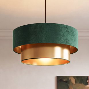 Duolla Hanglamp Dorina, groen/goud, Ø 45 cm, textiel, E27