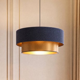 Dorina hanglamp donkerblauw/goud Ø45cm textiel E27 - Duolla - Slaapkamer - Jong wonen - Stof - 1 lamp