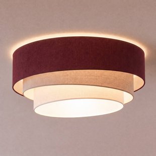 Duolla Plafondlamp Trio, donkerrood/beige, Ø 60 cm, textiel, E27