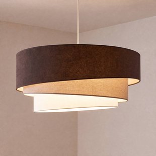 Trio hanglamp, bruin/beige, Ø 60 cm, textiel, E27 - Duolla - Woonkamer - Jong wonen - Stof - 1 lamp