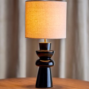 Lio tafellamp, zwart/crème, hoogte 53 cm - Bloomingville - Slaapkamer - Scandinavisch - Keramiek - Met lampenkap