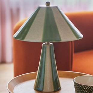 Olive tafellamp, groen/crème, hoogte 35 cm - Bloomingville - Slaapkamer - Scandinavisch - Keramiek - Met lampenkap