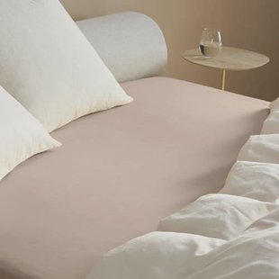 NOUS Living percale katoenen hoeslaken (tot 25 cm) - zand