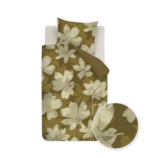Beddinghouse velours gebloemde 1-persoons dekbedovertrek 140x220 cm - goud