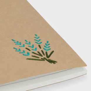 Schrift, kraftpapier, geborduurde lavendel, A5