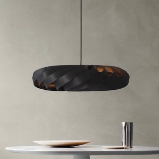Tom Rossau hanglamp TR5, Ø 80 cm, zwart, berkenhout