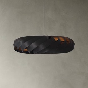 Tom Rossau hanglamp TR5, Ø 100 cm, zwart, berkenhout