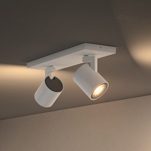 Runner Spot wit, 2-lamps, GU10, dimmerschakelaar - Philips Hue Philips Hue Runner - Woonkamer - Modern - Aluminium - Meerdere lampen
