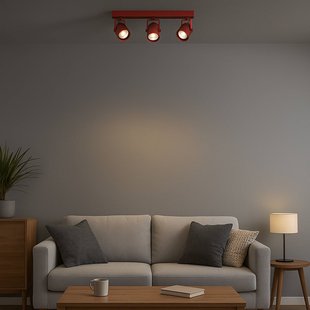 Argon Plafondspot Canico, 3-lamps, rood
