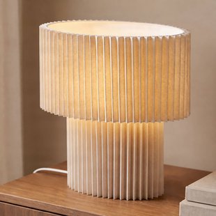 Tazia tafellamp, naturel/wit, linnen, hoogte 38 cm - Lindby - Woonkamer - Stof - Met lampenkap
